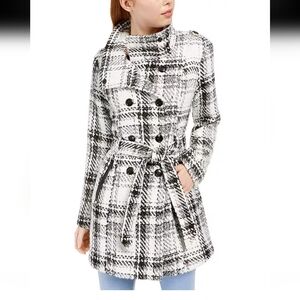 Plaid Double-Breasted Women's Coat
